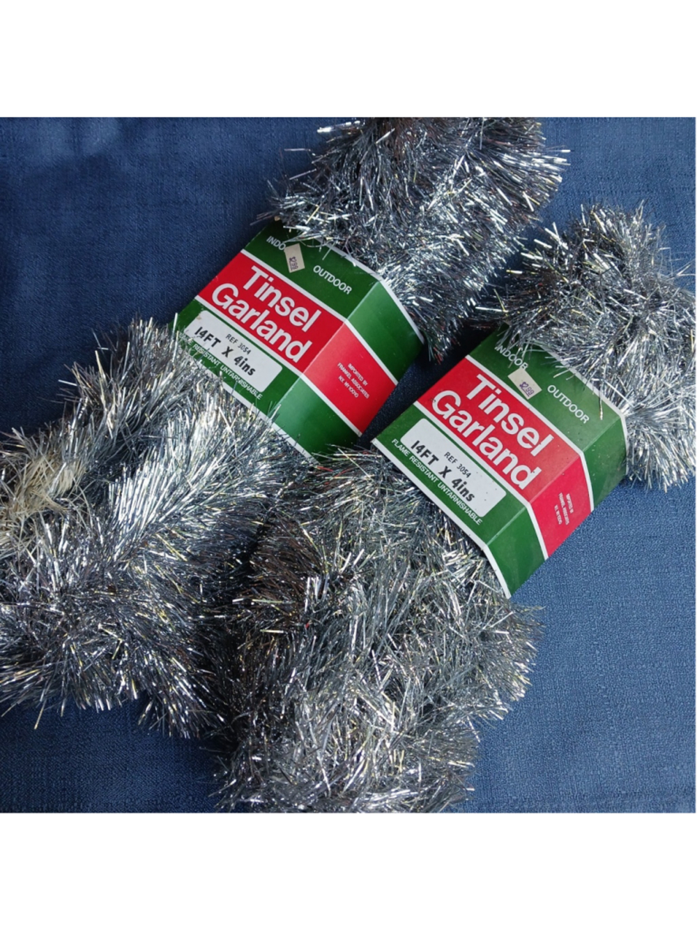 VTG Tinsel Garland Lot Of 2 NOS 14 Ft * 2 Indoor Outdoor Flame Resistant